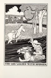 Der Esel beladen mit Schwämmen, aus Fontaine Fabeln, veröffentlicht 1905