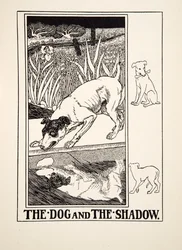 Der Hund und der Schatten, aus Hundert Fabeln des Äsop, veröffentlicht 1903