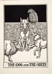 Der Hund und das Schaf, aus Hundert Fabeln von Äsop, veröffentlicht 1903