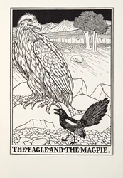 Der Adler und die Elster, aus Fontaine Fabeln, veröffentlicht 1905