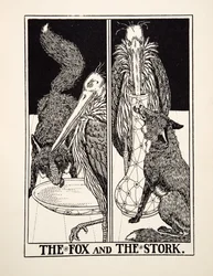 Der Fuchs und der Storch, aus Hundert Fabeln von Äsop, veröffentlicht 1903