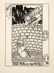 Der Fuchs im Brunnen, aus Hundert Fabeln des Äsop, veröffentlicht 1903