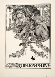 Der verliebte Löwe, aus Hundert Fabeln von Äsop, veröffentlicht 1903