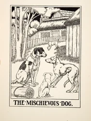 Der schelmische Hund, aus Hundert Fabeln von Äsop, veröffentlicht 1903 (Gravur)