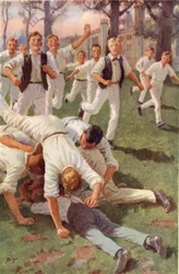 Die Zwei stürzen sich zusammen und werfen sich auf den Ball