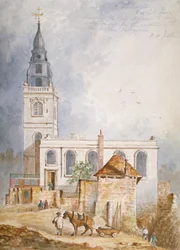 Ansicht der Kirche St. Michael, Crooked Lane, City of London (1831)