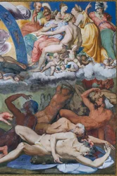 Zeus schlägt die rebellierenden Riesen (der Fall der Riesen) in der Halle des Jupiter