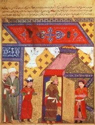 Ms. Supp. Pers. 1113 fol.239 Pavillonzelte, errichtet von Ghazan Khan im Jahr 1302, aus einem Buch von Rashid ad-Din (1247-1318)
