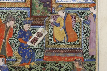 Nushabeh erhält das Porträt von Eskandar, ca. 1475