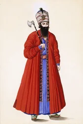 Porträt von Sadre A"zam, Premierminister unter Fath "Ali Shah, 19. Jahrhundert