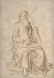 Heiliger Philipp sitzend, ein Buch und ein Kreuz haltend, 1422-57