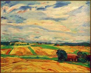 Landschaft mit Erntefeldern