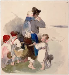 Kinder auf dem Weg zur Feldarbeit (ca. 1840)