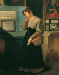 Mädchen vor einem Lotterieladen, 1829