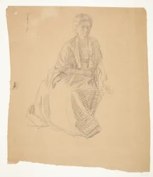 Die Frau des Künstlers (Frau Elise P. H.) sitzend. Studie zum Gemälde: Einweihung des Faaborg-Museums (1910-11)