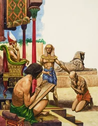 Ein Sklave wird vor den Pharao gebracht