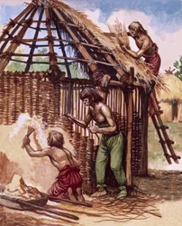 Frühe Briten bauen Hütten