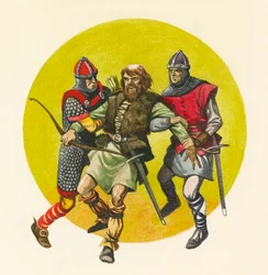 Normannische Soldaten verhaften einen Gesetzlosen