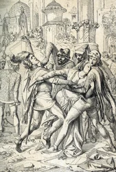 Die sizilianische Vesper (Vespri siciliani) Volksaufstand der Insel Sizilien gegen die feudale Herrschaft des französischen Königs Karl von Anjou, der am 31.03.1282 in Palermo und Corleone stattfand, Ostermontag - (Sizilianische Vesper, erfolgreicher Aufst