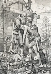 Der junge Odoaker (ca. 433-493) erhält den Segen von Severin, Apostel von Noricum, ca. 470