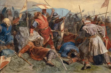 Der Fall des heiligen Olav in der Schlacht von Stiklestad