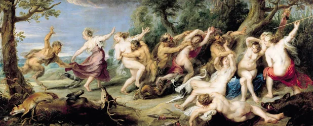 Diana und ihre Nymphen, von Faunen überrascht, 1638-40