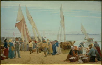 Morgen bei Hornbaek. Die Fischer kommen an Land