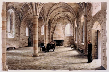Novizenraum, Battle Abbey, East Sussex, im 12. Jahrhundert ca. 1980-2008