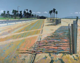 Zaun am Strand, Santa Monica, USA