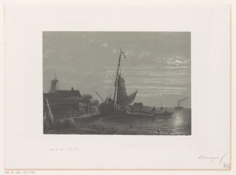 Segelschiff im Trockenen bei Mondlicht