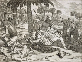 Der Mord an Herrn Koster durch die Singhalesen, Ceylon, Sri Lanka, veröffentlicht 1672.
