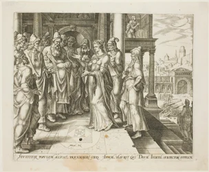 Judith spricht zu den Ältesten von Bethulia, Platte drei aus Die Geschichte von Judith und Holofernes