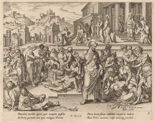 Der heilige Petrus heilt die Kranken mit seinem Schatten