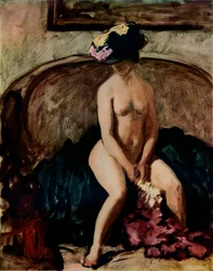 Sitzender Akt: Der schwarze Hut, um 1900