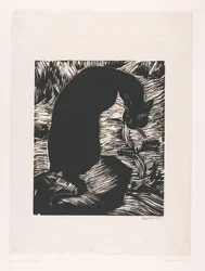 Über die Schulter blickende schwarze Katze