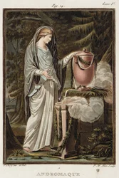 Andromache, Kostüm für „Andromache“ von Jean Racine, aus Band I der „Forschungen über die Kostüme und das Theater aller Nationen“, gestochen von Pierre Michel Alix (1762-1817), 1802