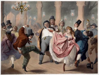 Die sich bewegenden Füße Unterhaltungsszene. Lithographie von Philippe Jacques Linder