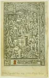 Das Martyrium des Heiligen Johannes des Evangelisten (recto) und Dezemberkalender (verso), aus dem Stundenbuch
