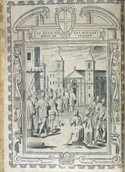 Tafel der Statuten des Malteserordens „Statuta Hospitalis Hervsalem“ (Prozession), von Philippe Thomassin, späte 16. Jahrhundert