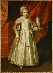 Kind mit Falke, wahrscheinlich Anne-Marie de Chevreuse, 5 Jahre alt, Tochter von Claude de Lorraine, Herzog von Chevreuse