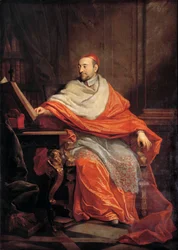 Ganzkörperporträt des Kardinals Pierre de Berulle. Gemälde von Philippe de Champaigne. 17. Jahrhundert. Paris, Eglise Saint Sulpice