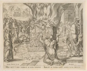 Elias Opfergabe wird durch das Feuer entzündet, Blatt 3 der Folge „Die Geschichte von Elias und den Priestern von Baal“
