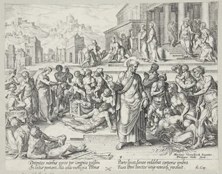 Petrus heilt die Kranken mit seinem Schatten