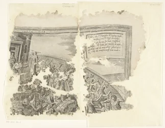 Rechteroberer Ecke eines Drucks der Szene von Cebes (Tabula Cebetis Carta Vitae)