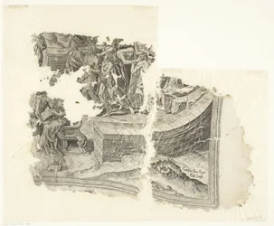 Rechteruntere Ecke einer Druckgrafik der Szene von Cebes (Tabula Cebetis Carta Vitae)