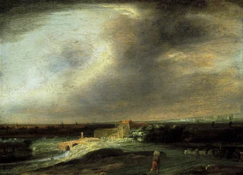 Landschaft mit einer fernen Stadt
