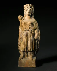 Phönizische Kunst: Terrakotta-Statuette, die die Göttin Tanit darstellt. 3.-2. Jahrhundert v. Chr.