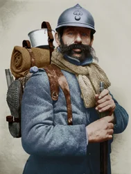 Porträt eines französischen Soldaten in Militäruniform, Erster Weltkrieg