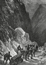 Begräbnis von Kapitän Charles Francis Hall (1821-1871), amerikanischer Entdecker, Grönland, November 1871, Polaris-Expedition