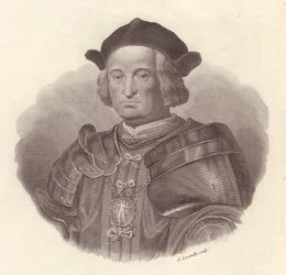 Porträt des italienischen Heerführers und Politikers Gian Giacomo Trivulzio (1440-1518), gestochen von Locatelli